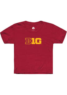 Rally Big Ten Youth Cardinal Primary Logo Short Sleeve T-Shirt