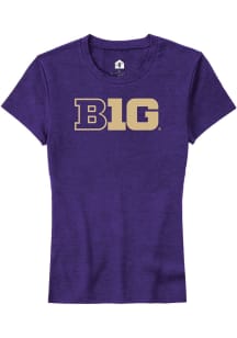 Rally Big Ten Womens Purple Primary Logo Style Short Sleeve T-Shirt