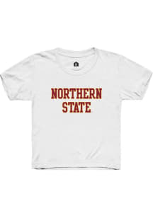 Rally Northern State Wolves Youth White Straight Block Short Sleeve T-Shirt
