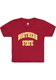 Rally Northern State Wolves Youth Cardinal Arch Stack Short Sleeve T-Shirt