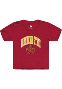 Rally Northern State Wolves Youth Cardinal Arch Seal Short Sleeve T-Shirt