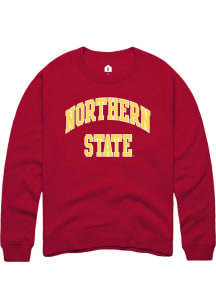 Rally Northern State Wolves Mens Cardinal Arch Stack Long Sleeve Crew Sweatshirt