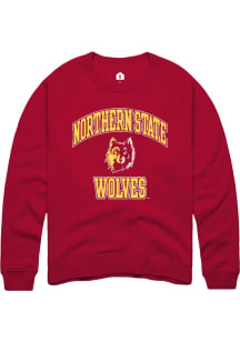 Rally Northern State Wolves Mens Cardinal No 1 Primary Long Sleeve Crew Sweatshirt
