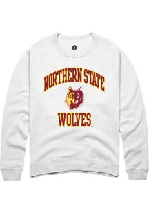 Rally Northern State Wolves Mens White No 1 Neutral Long Sleeve Crew Sweatshirt