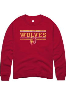 Rally Northern State Wolves Mens Cardinal Chant Bars Long Sleeve Crew Sweatshirt