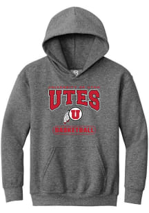 Summit Sportswear Utah Utes Youth Grey Basketball Long Sleeve Hoodie