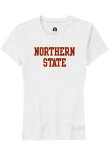 Rally Northern State Wolves Womens White Straight Block Short Sleeve T-Shirt