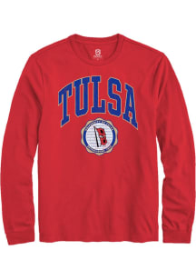 Summit Sportswear Tulsa Golden Hurricane Red Arch Seal Long Sleeve T Shirt