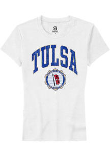 Summit Sportswear Tulsa Golden Hurricane Womens White Arch Seal Short Sleeve T-Shirt