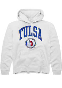 Summit Sportswear Tulsa Golden Hurricane Youth White Arch Seal Long Sleeve Hoodie