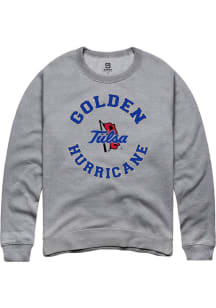 Summit Sportswear Tulsa Golden Hurricane Mens Grey Circle Long Sleeve Crew Sweatshirt