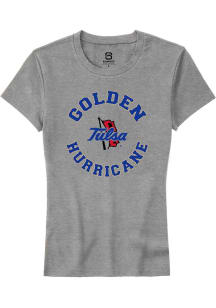 Summit Sportswear Tulsa Golden Hurricane Womens Grey Circle Short Sleeve T-Shirt