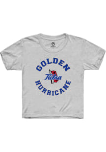 Summit Sportswear Tulsa Golden Hurricane Youth Ash Circle Short Sleeve T-Shirt