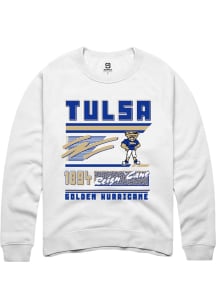 Summit Sportswear Tulsa Golden Hurricane Mens White Retro Long Sleeve Crew Sweatshirt