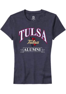 Summit Sportswear Tulsa Golden Hurricane Womens Navy Blue Banner Short Sleeve T-Shirt