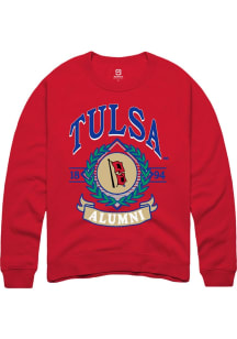 Summit Sportswear Tulsa Golden Hurricane Mens Red Wreath Long Sleeve Crew Sweatshirt