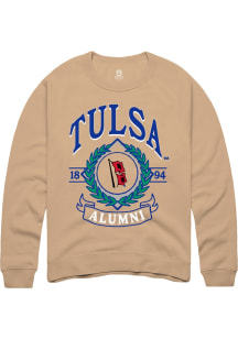 Summit Sportswear Tulsa Golden Hurricane Mens White Wreath Long Sleeve Crew Sweatshirt