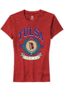 Summit Sportswear Tulsa Golden Hurricane Womens Red Wreath Short Sleeve T-Shirt
