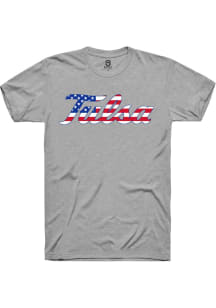 Summit Sportswear Tulsa Golden Hurricane Grey US Flag Short Sleeve T Shirt