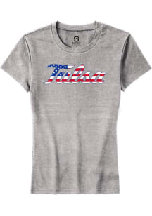 Summit Sportswear Tulsa Golden Hurricane Womens Grey US Flag Short Sleeve T-Shirt