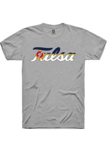 Summit Sportswear Tulsa Golden Hurricane Grey City Flag Short Sleeve T Shirt