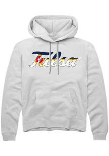Summit Sportswear Tulsa Golden Hurricane Mens White City Flag Long Sleeve Hoodie