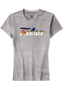 Summit Sportswear Tulsa Golden Hurricane Womens Grey City Flag Short Sleeve T-Shirt