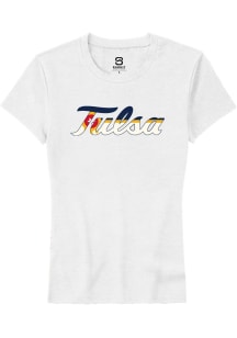 Summit Sportswear Tulsa Golden Hurricane Womens White City Flag Short Sleeve T-Shirt