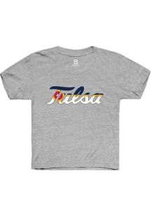 Summit Sportswear Tulsa Golden Hurricane Youth Grey City Flag Short Sleeve T-Shirt