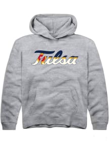 Summit Sportswear Tulsa Golden Hurricane Youth Grey City Flag Long Sleeve Hoodie