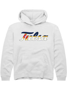 Summit Sportswear Tulsa Golden Hurricane Youth White City Flag Long Sleeve Hoodie