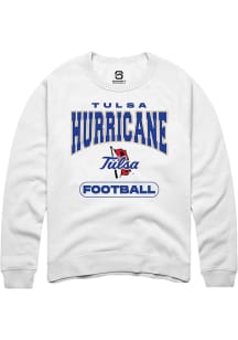Summit Sportswear Tulsa Golden Hurricane Mens White Football Football Long Sleeve Crew Sweatshirt
