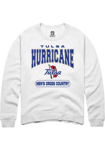 Summit Sportswear Tulsa Golden Hurricane Mens White Cross Country Long Sleeve Crew Sweatshirt
