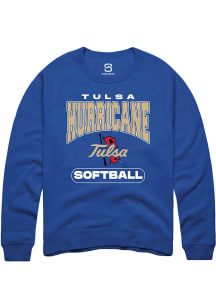 Summit Sportswear Tulsa Golden Hurricane Mens Blue Softball Long Sleeve Crew Sweatshirt