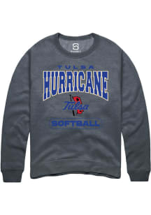 Summit Sportswear Tulsa Golden Hurricane Mens Grey Softball Long Sleeve Crew Sweatshirt