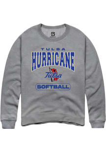 Summit Sportswear Tulsa Golden Hurricane Mens Grey Softball Long Sleeve Crew Sweatshirt