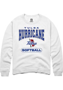 Summit Sportswear Tulsa Golden Hurricane Mens White Softball Long Sleeve Crew Sweatshirt