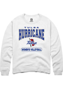 Summit Sportswear Tulsa Golden Hurricane Mens White Volleyball Long Sleeve Crew Sweatshirt