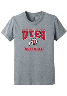 Summit Sportswear Utah Utes Youth Grey Softball Short Sleeve T-Shirt