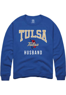 Summit Sportswear Tulsa Golden Hurricane Mens Blue Husband Long Sleeve Crew Sweatshirt