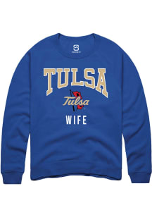 Summit Sportswear Tulsa Golden Hurricane Mens Blue Wife Long Sleeve Crew Sweatshirt