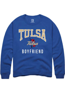 Summit Sportswear Tulsa Golden Hurricane Mens Blue Boyfriend Long Sleeve Crew Sweatshirt