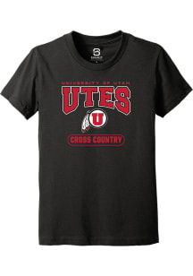 Summit Sportswear Utah Utes Youth Black Cross Country Short Sleeve T-Shirt