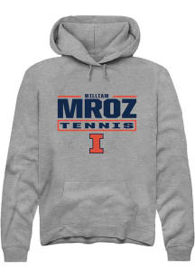 William Mroz  Rally Illinois Fighting Illini Mens Graphite NIL Stacked Box Long Sleeve Hoodie