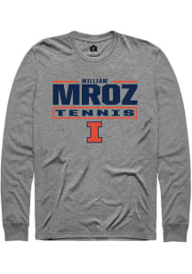 William Mroz  Illinois Fighting Illini Graphite Rally NIL Stacked Box Long Sleeve T Shirt