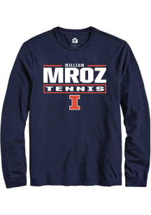 William Mroz  Illinois Fighting Illini Navy Blue Rally NIL Stacked Box Long Sleeve T Shirt