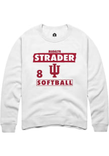 Madalyn Strader  Rally Indiana Hoosiers Mens White NIL Striped Long Sleeve Crew Sweatshirt