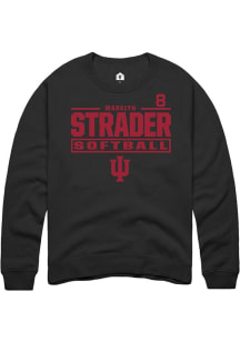 Madalyn Strader  Rally Indiana Hoosiers Mens Black NIL Stacked Box Long Sleeve Crew Sweatshirt