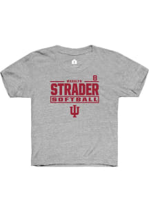 Madalyn Strader  Rally Indiana Hoosiers Youth Grey NIL Stacked Box Short Sleeve T-Shirt