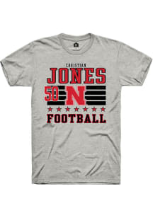 Christian Jones  Nebraska Cornhuskers Ash Rally Football NIL Striped Short Sleeve T Shirt
